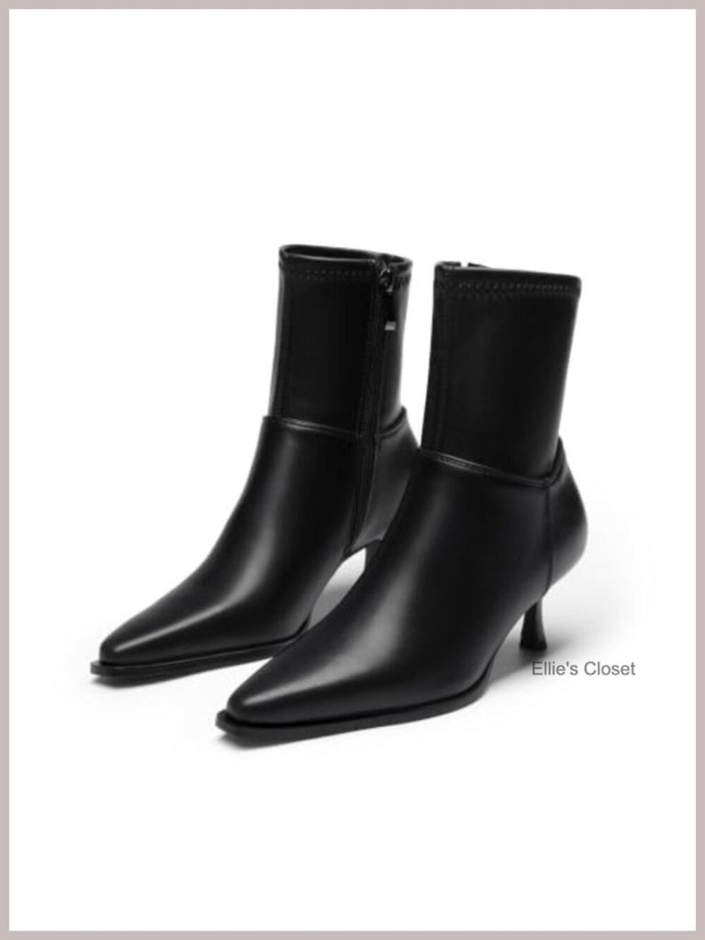 Women's Pointed Toe Kitten Heel Ankle Boots Faux Leather Pull-On Booties